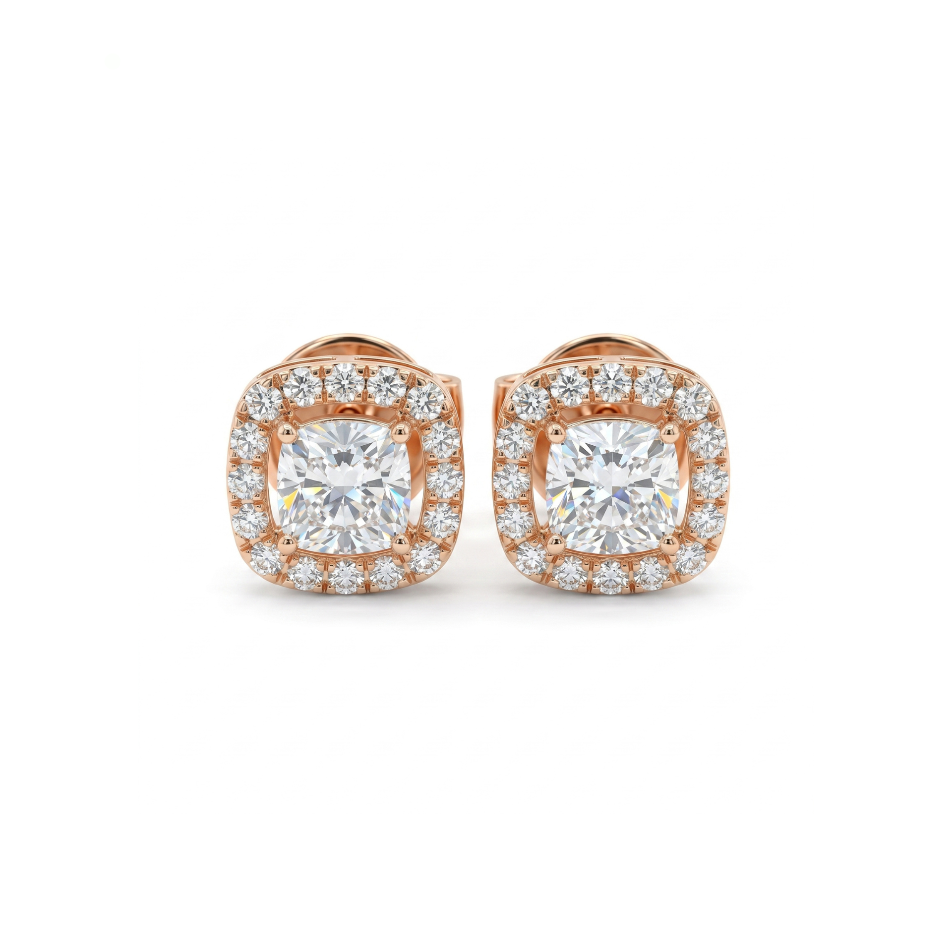 Cushion Halo Solitaire Lab Grown Diamond Earrings