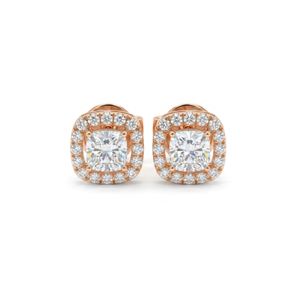Cushion Halo Solitaire Lab Grown Diamond Earrings