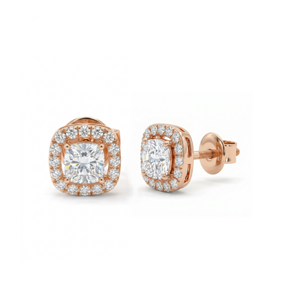 Cushion Halo Solitaire Lab Grown Diamond Earrings
