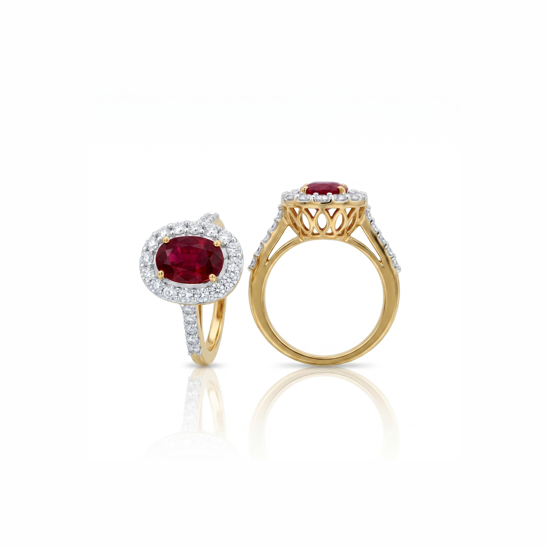 Ruby Celestial Halo Lab Grown Gemstone Ring
