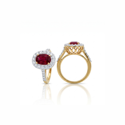 Ruby Celestial Halo Lab Grown Gemstone Ring
