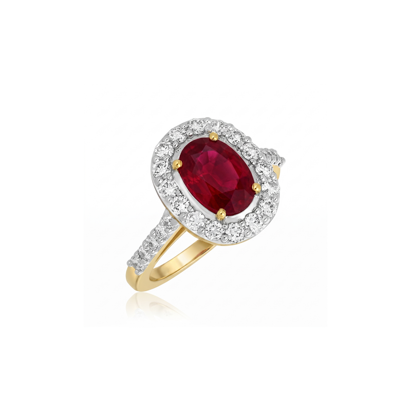 Ruby Celestial Halo Lab Grown Gemstone Ring