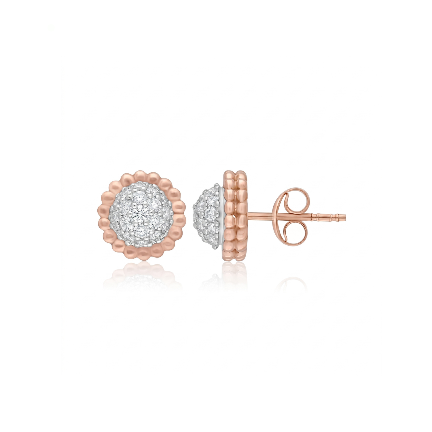 Beaded Halo Lab Grown Diamond Earrings
