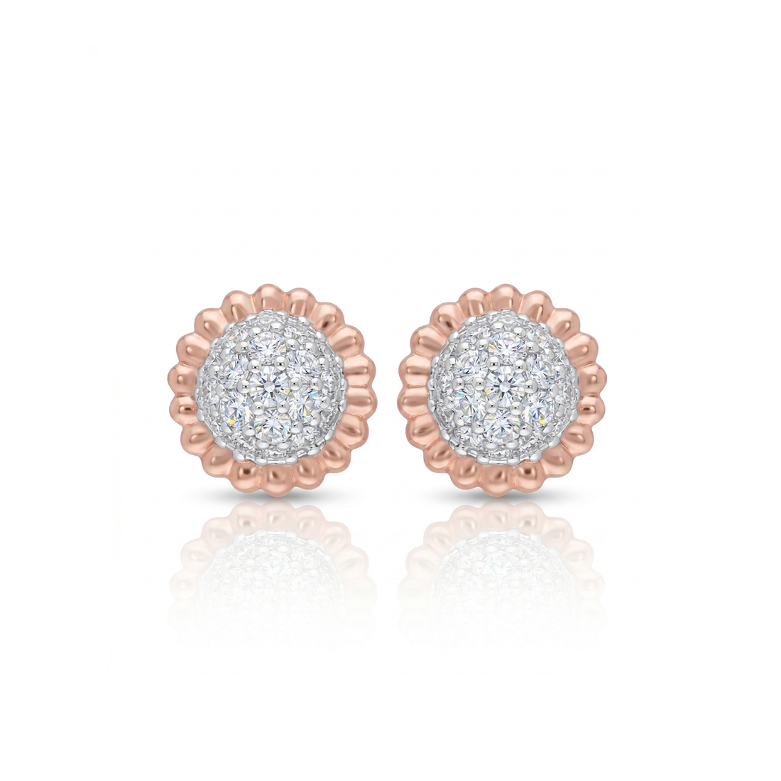 Beaded Halo Lab Grown Diamond Earrings
