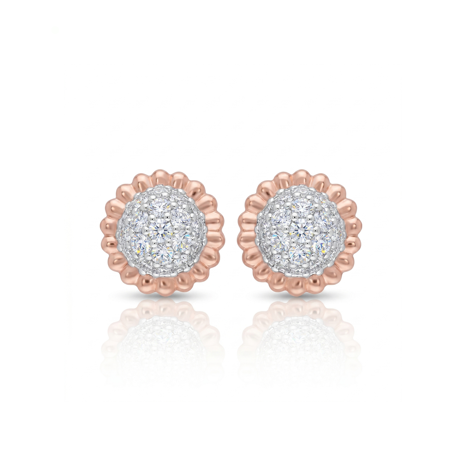 Beaded Halo Lab Grown Diamond Earrings