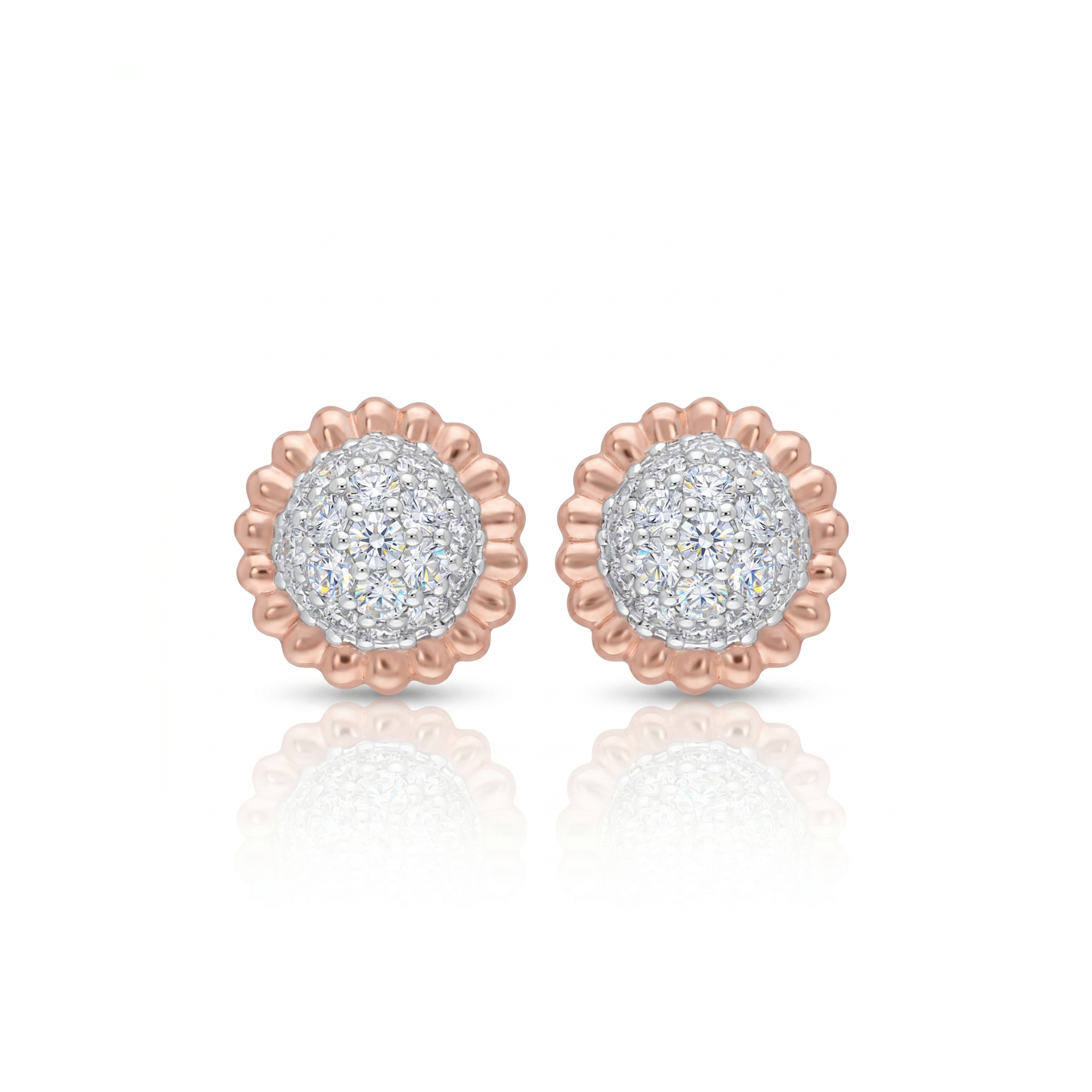 Beaded Halo Lab Grown Diamond Earrings