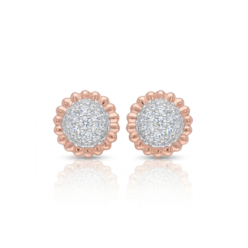 Beaded Halo Lab Grown Diamond Earrings