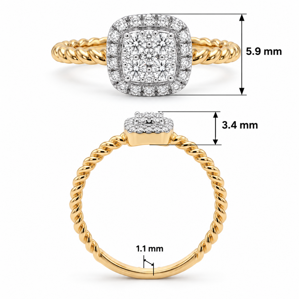 Aurevia Twist Crown Lab Grown Diamond Ring