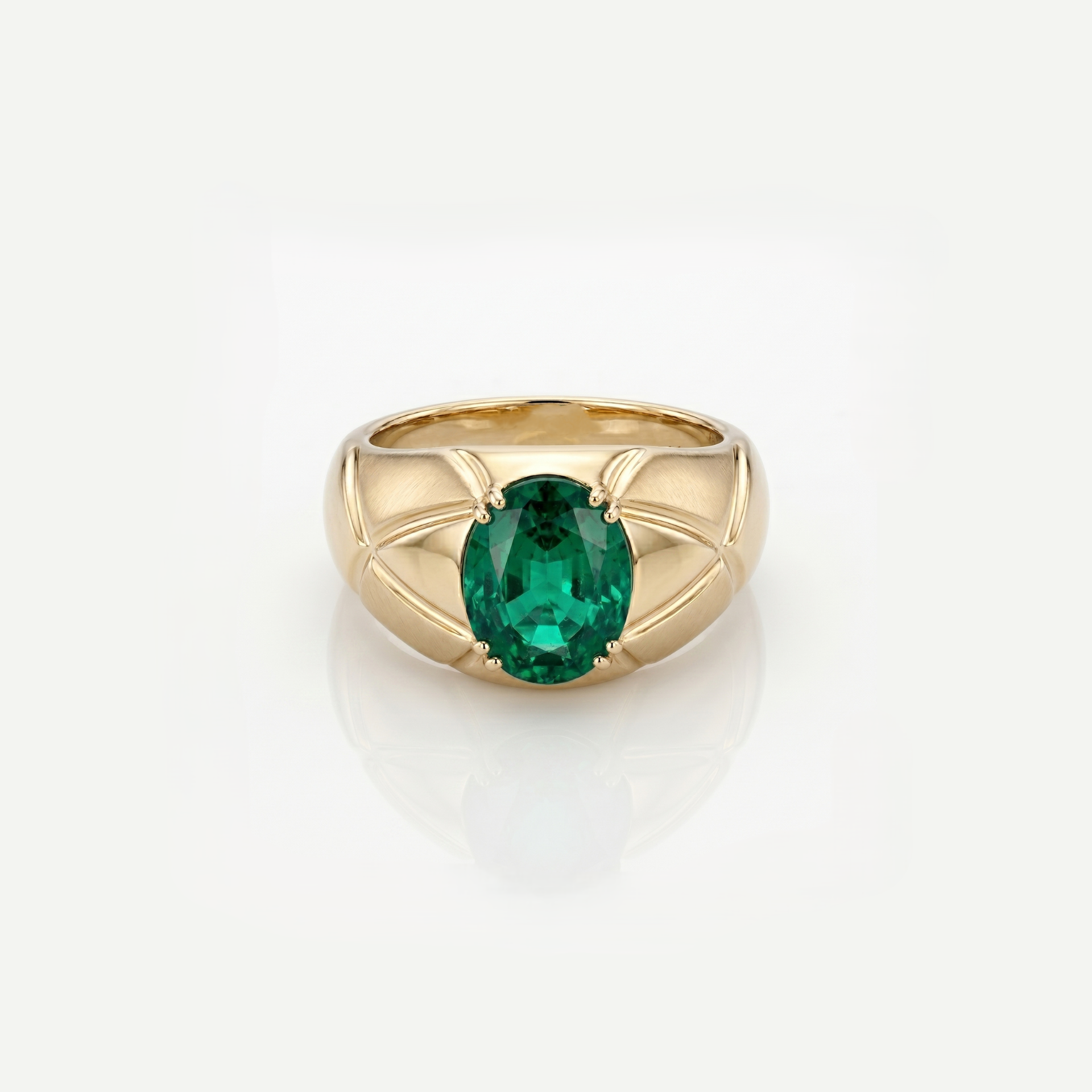 Emerald Lattice Lab Grown Gemstone Ring