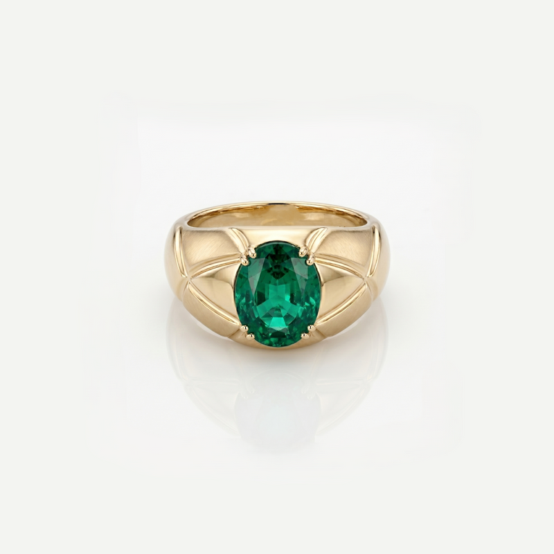 Emerald Lattice Lab Grown Gemstone Ring