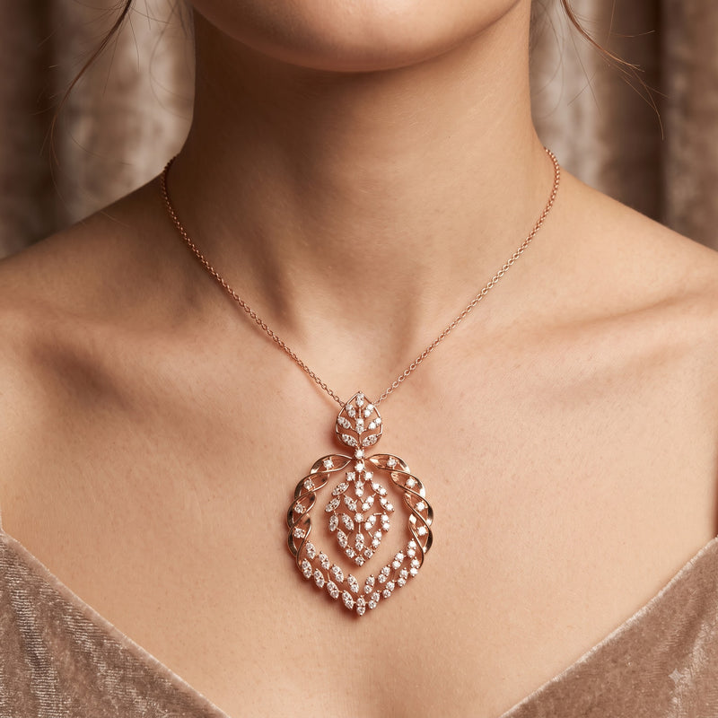 Serpentine Leaf Lab Grown Diamond Pendant