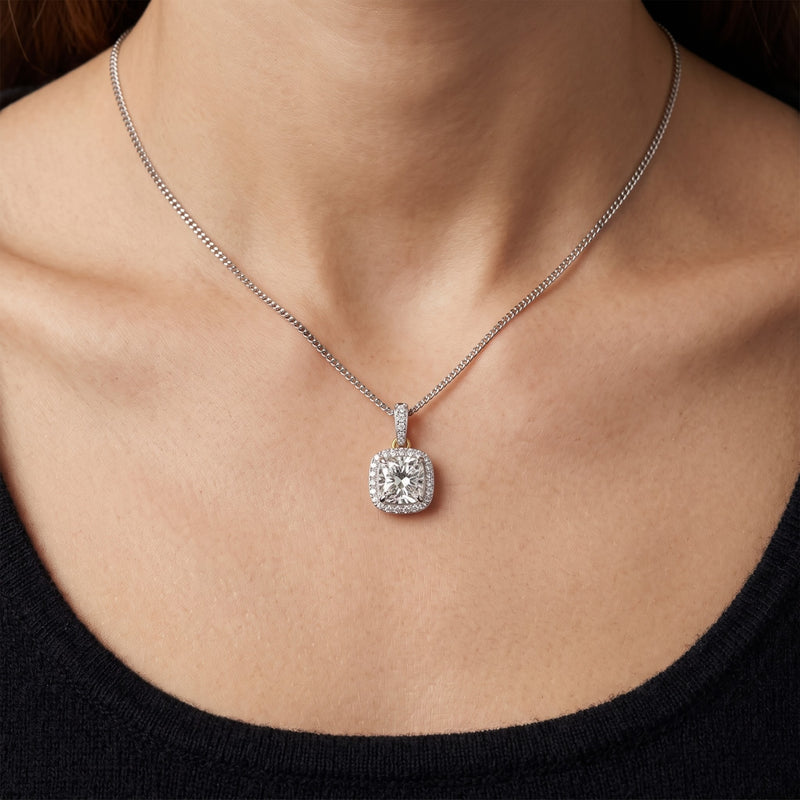 Serene Cushion Solitaire Lab Grown Diamond Pendant