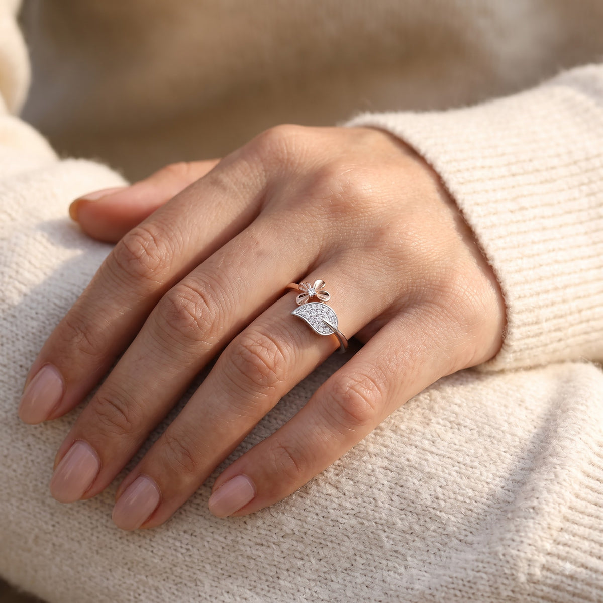 Elara Blooming Leaf Lab Grown Diamond Ring