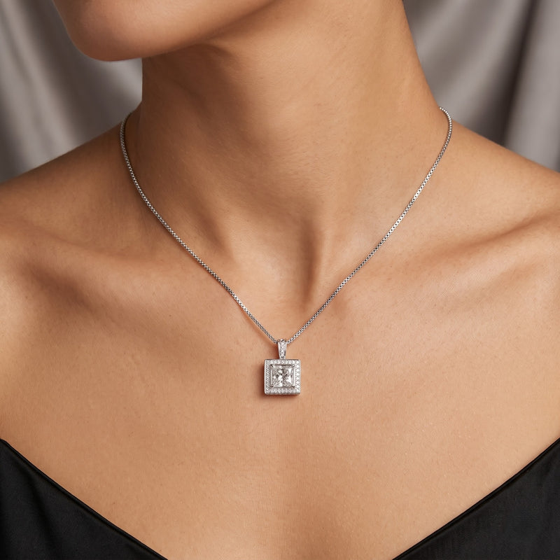 Luminary Square Solitaire Lab Grown Diamond Pendant