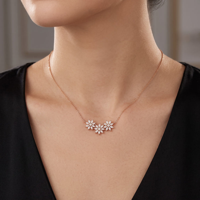Trio Floral Climber Lab Grown Diamond Pendant