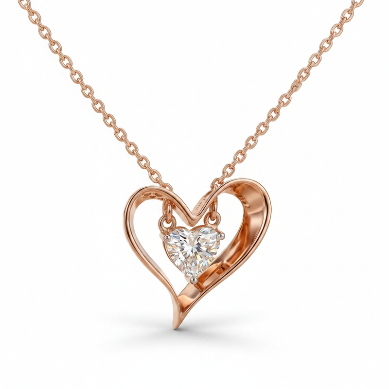 Liquid Heart Solitaire Lab Grown Diamond Necklace