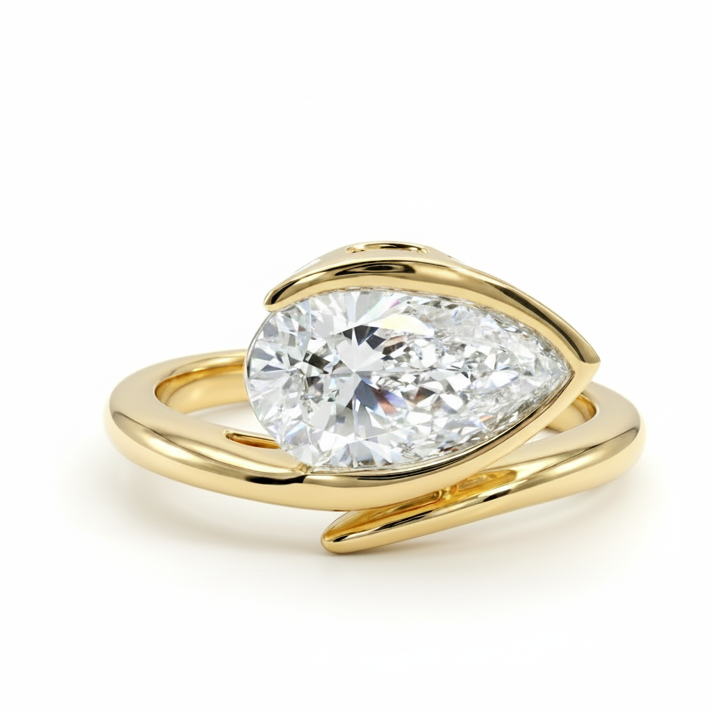 Liquid Pear Solitaire Lab Grown Diamond Ring