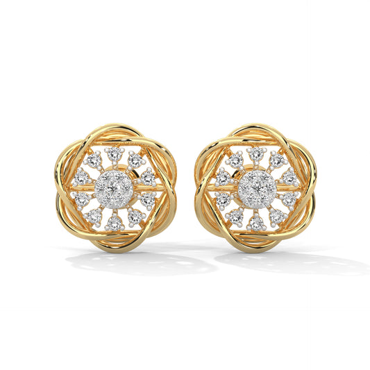 Radiant Blossom Diamond Stud Earrings