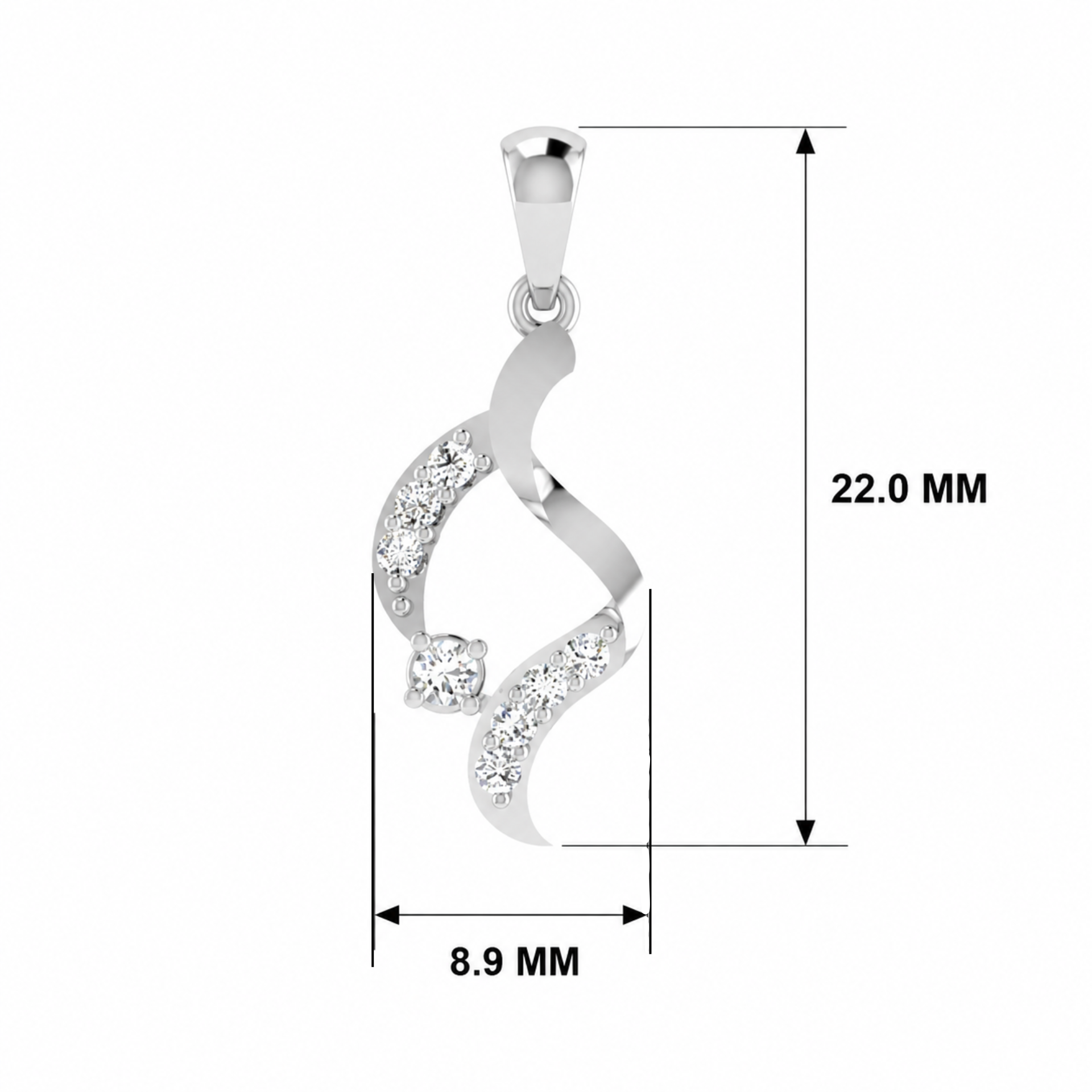 Tidal Grace Platinum Plated Lab Grown Diamond Pendant