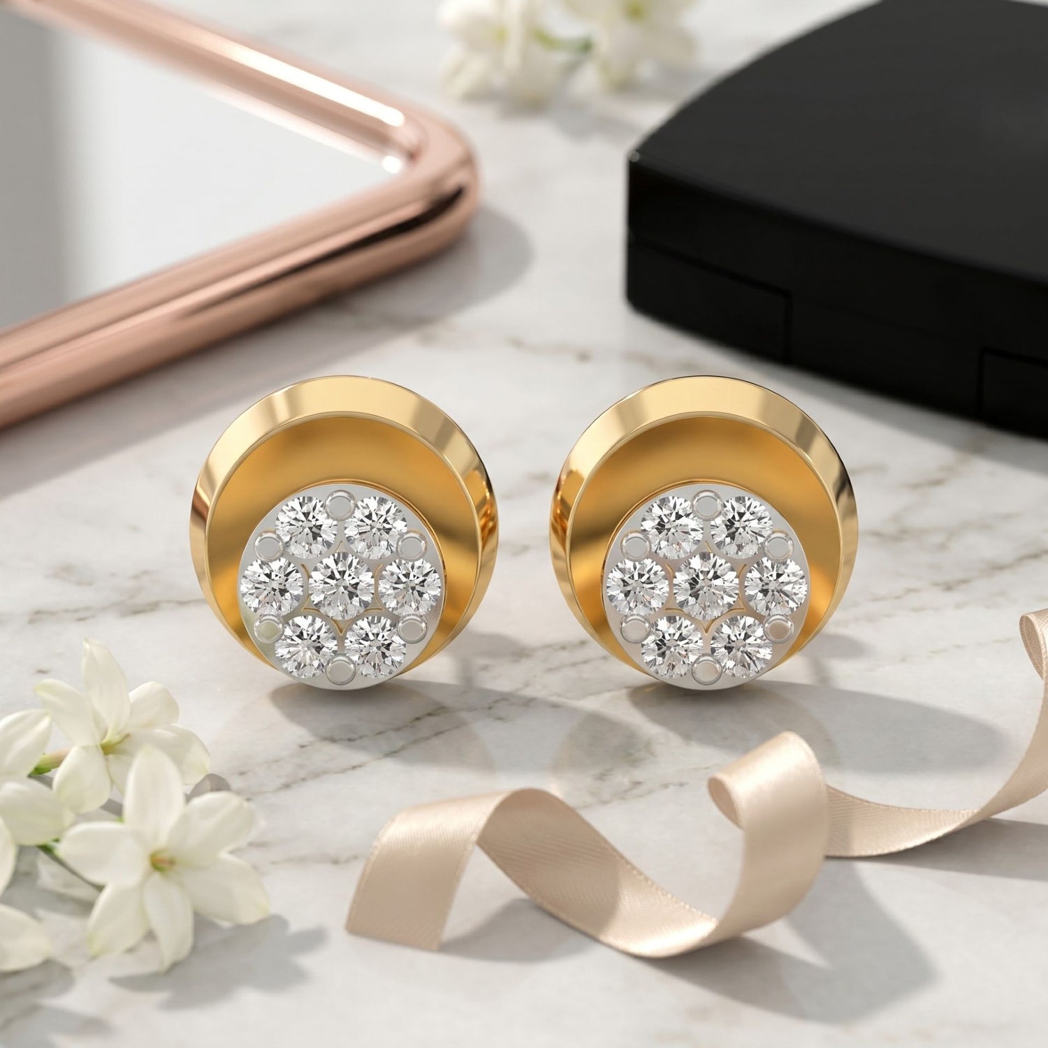 Radiant Cluster Lab Grown Diamond Stud Earrings