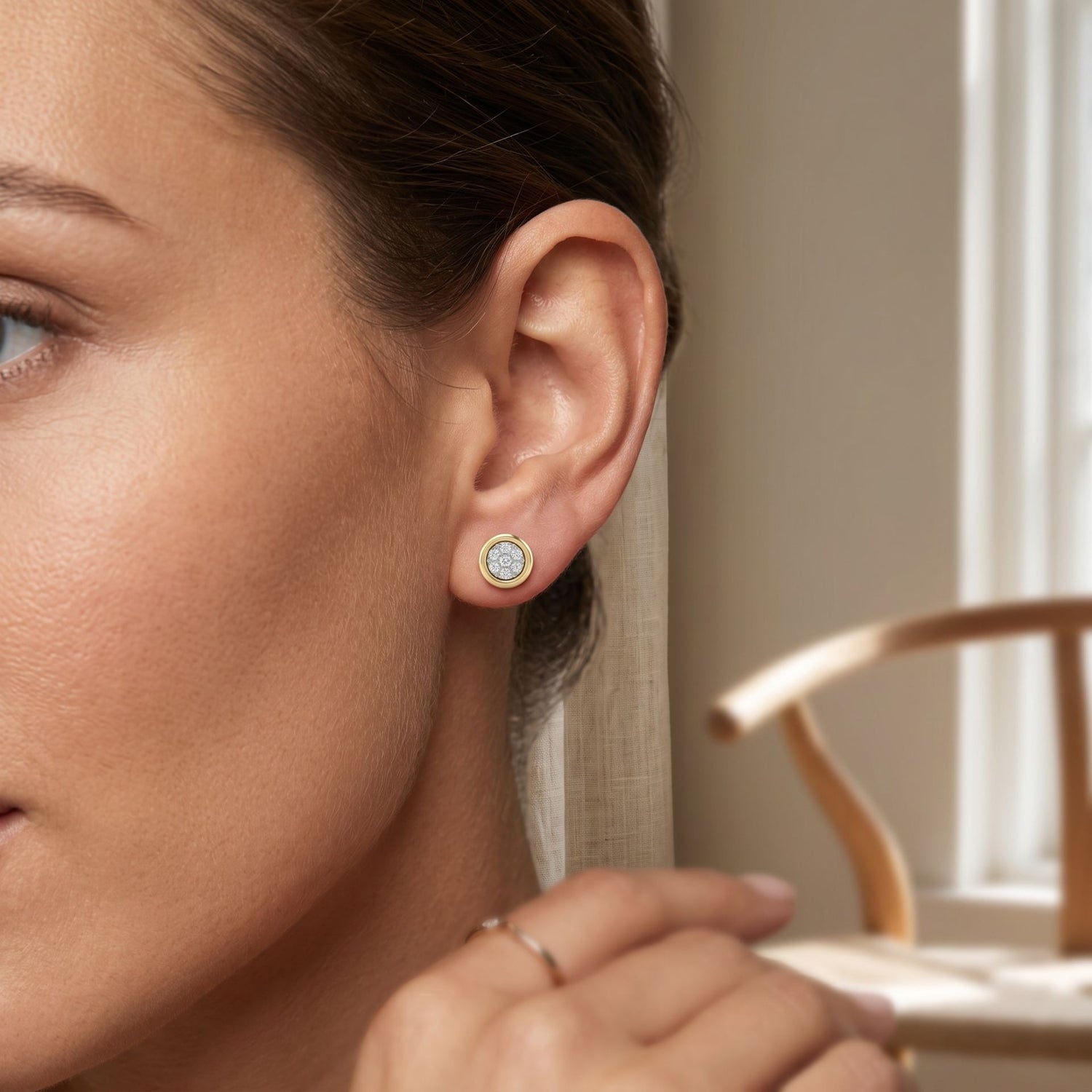 Button Brilliant Lab Grown Diamond Earrings