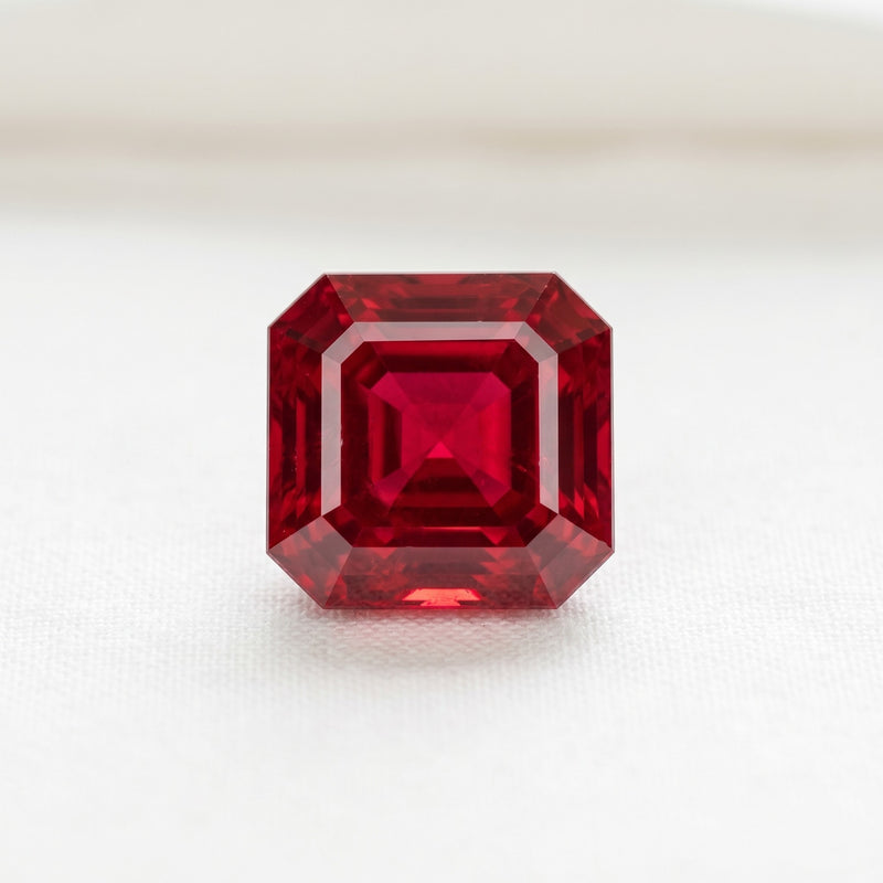 3 ct Lab Grown Ruby Asscher Shape Gemstone