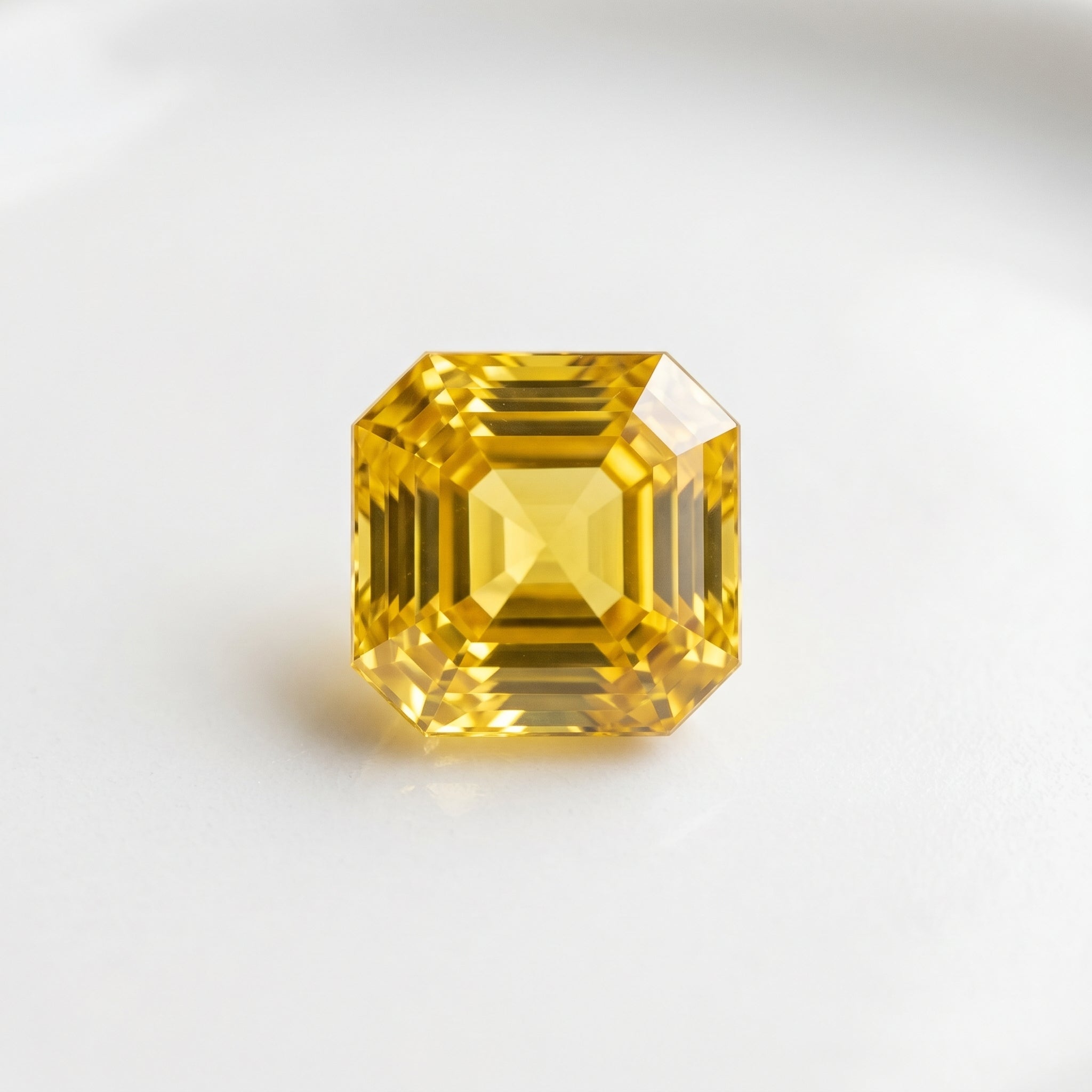 3 ct Lab Grown Yellow Sapphire Asscher Shape Gemstone