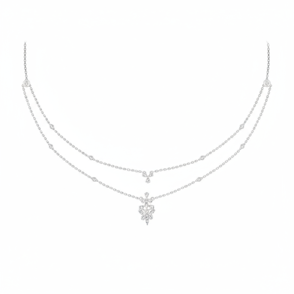 Double Starburst Lab Grown Diamond Necklace