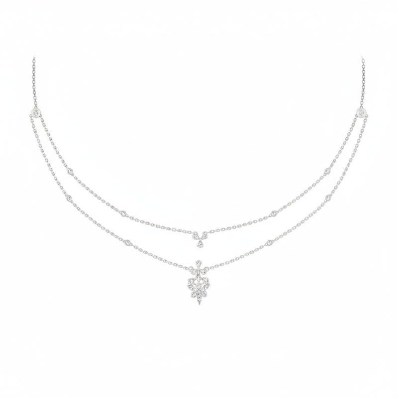 Double Starburst Lab Grown Diamond Necklace
