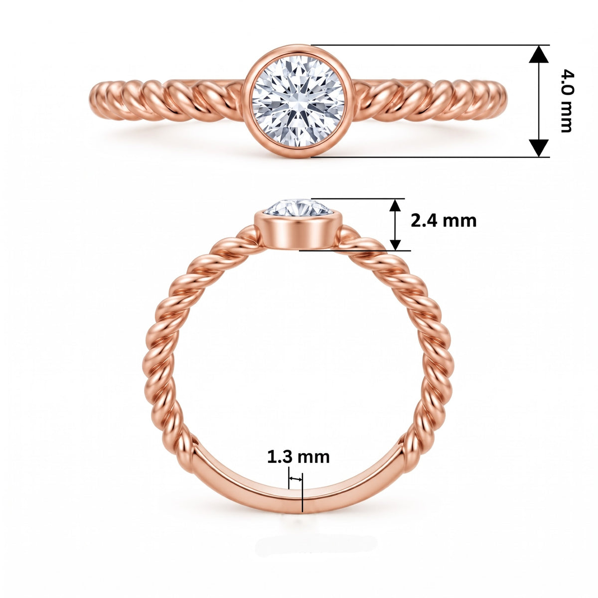 Woven Bezel Lab Grown Diamond Ring