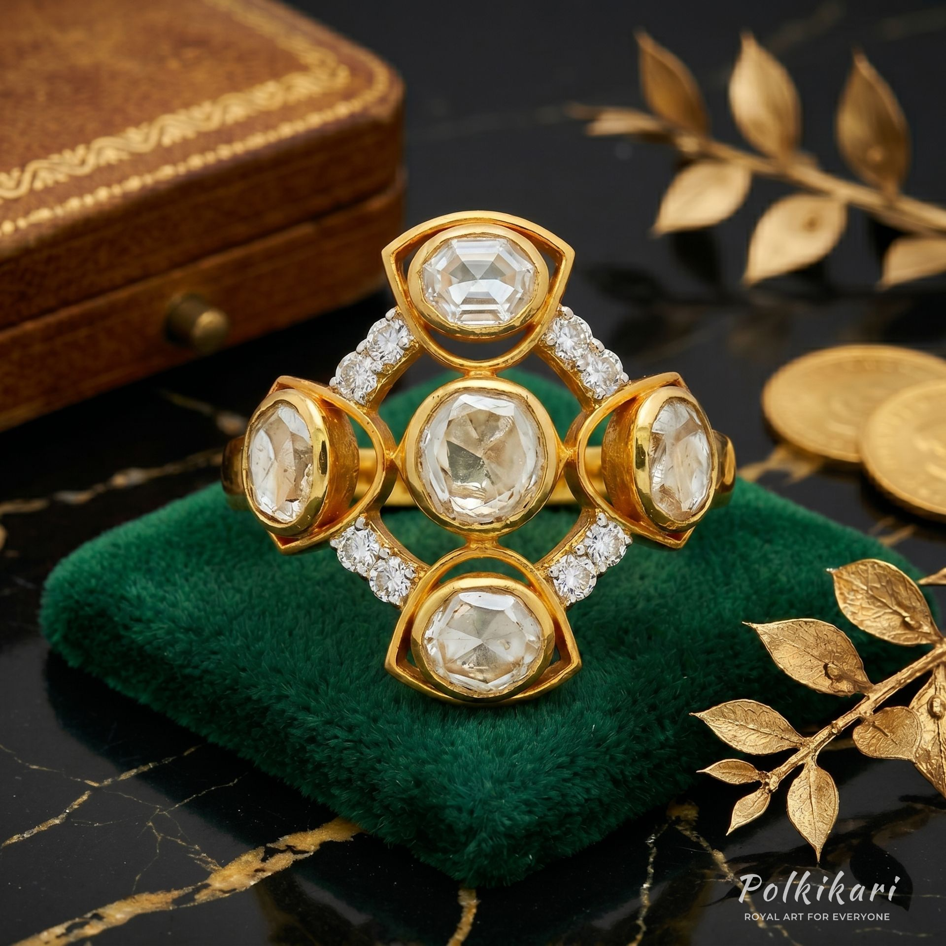Gilded Quintet Lab Grown Polki Ring