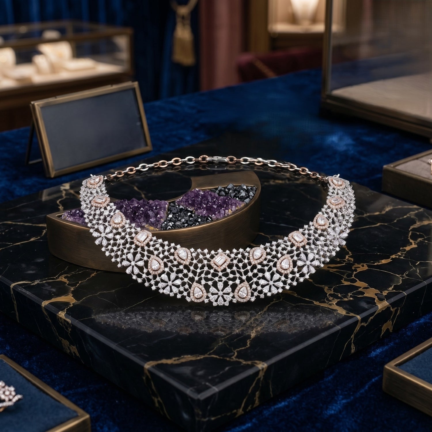Lace Lab Grown Diamond Statement Necklace