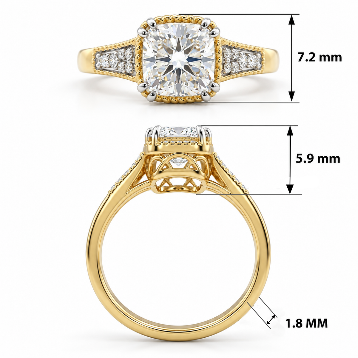 Velmira Cushion Solitaire Lab Grown Diamond Ring