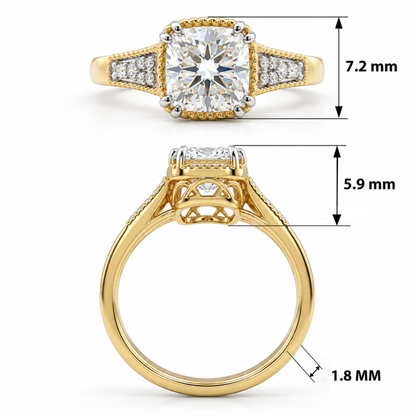 Velmira Cushion Solitaire Lab Grown Diamond Ring
