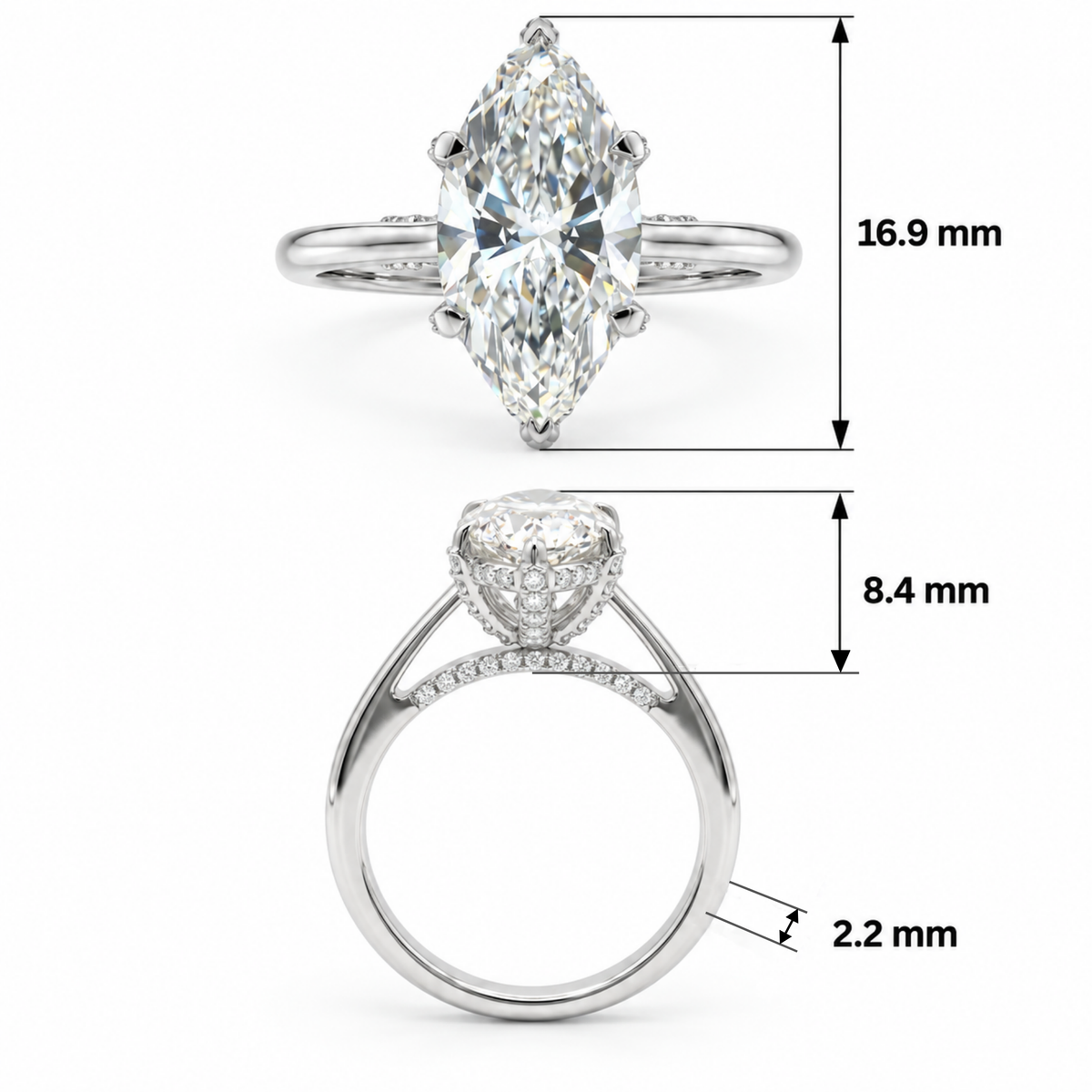 Ethereal Marquise Solitaire Lab Grown Diamond Ring